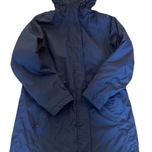 LL Bean Jacket Womens Medium Black Winter Warmer Coat Fleece Lined Hood Nautical